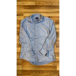 Dockers Mens Blue White Micro Pattern Fitted‎ Stretch Collar Button Down Shirt M